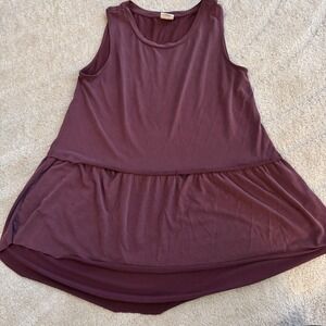 Anthropologie Mote Burgundy Modal Blend Babydoll Peplum Tank Top Large